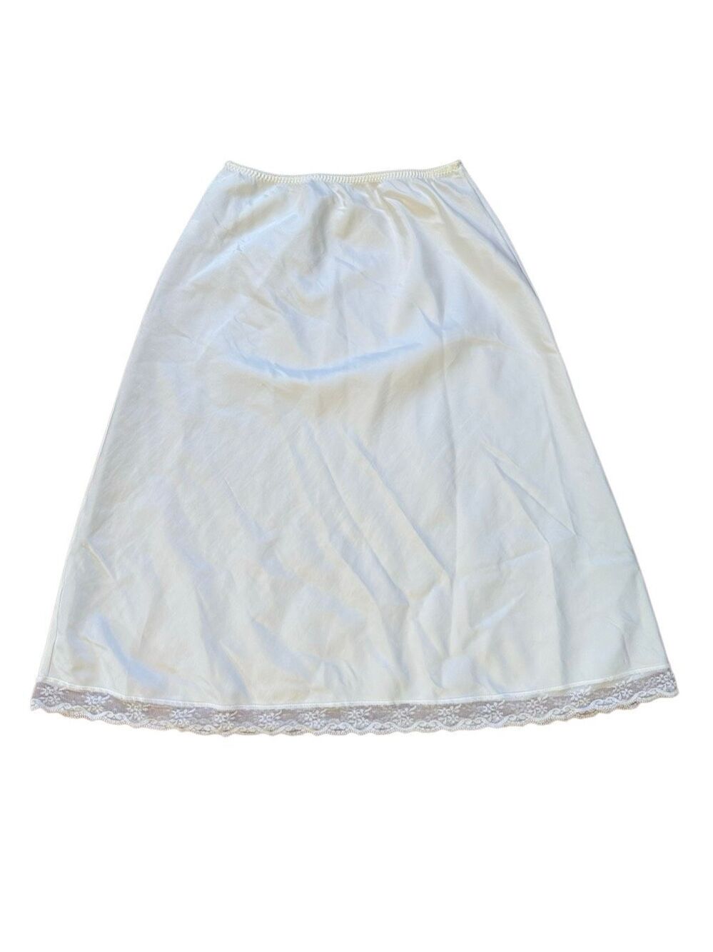 80s Vintage Jcpenny White Slip Skirt Small Lace Trim